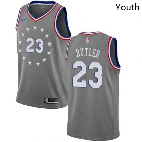 Youth Nike Philadelphia 76ers 23 Jimmy Butler Swingman Gray NBA Jersey City Edition